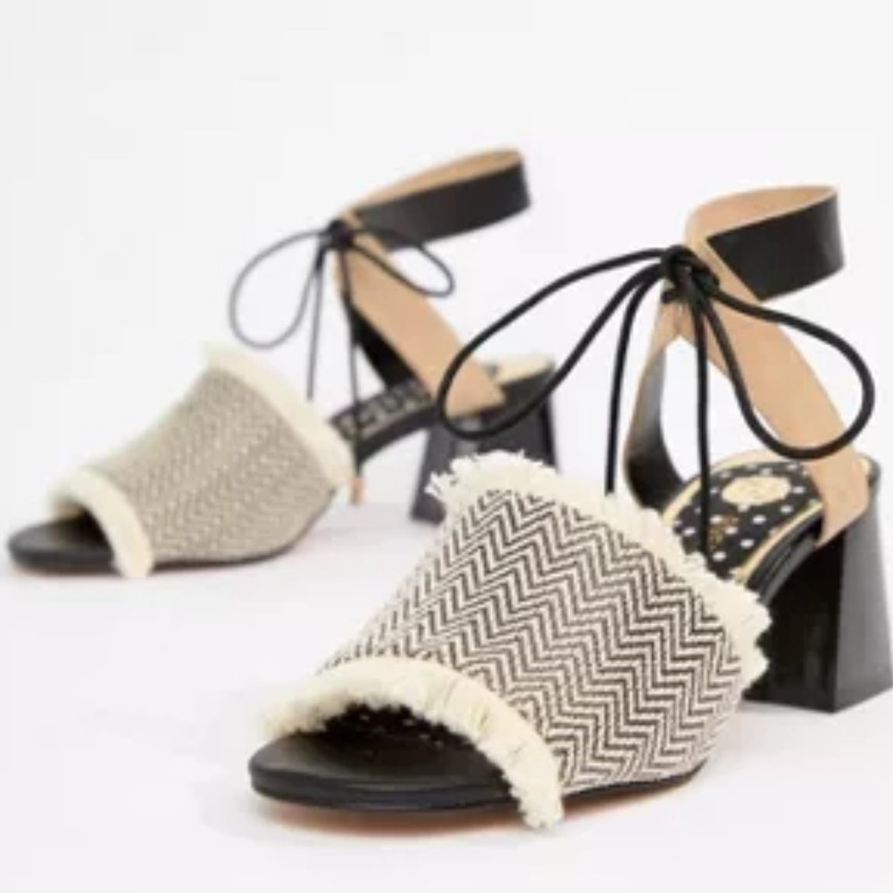 River Island sandals in canvas with block heel size 10